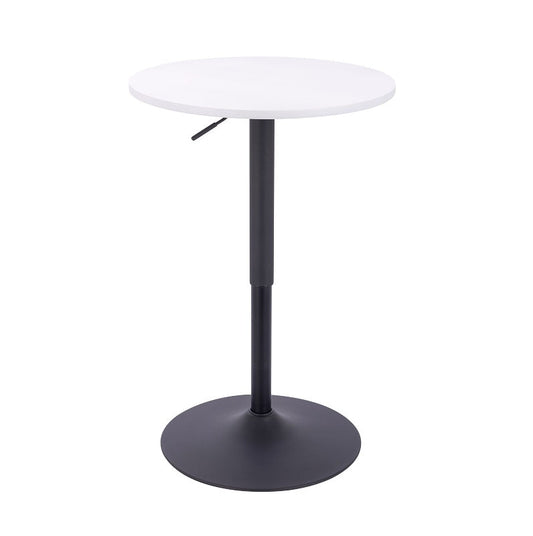 שולחן בר עגול לבן 60 ס"מ  רגל עגולה שחור