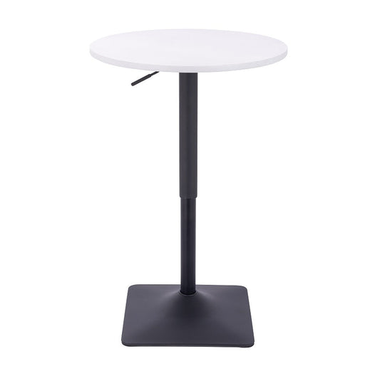 שולחן בר עגול לבן 60 ס"מ  רגל מרובעת שחור