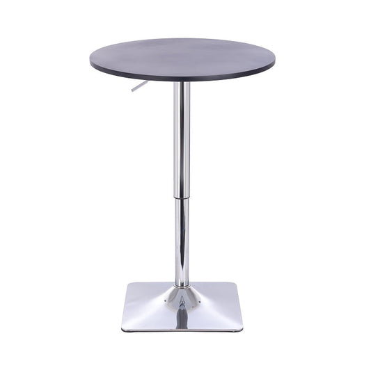 שולחן בר עגול שחור 60 ס"מ  רגל מרובעת כרום
