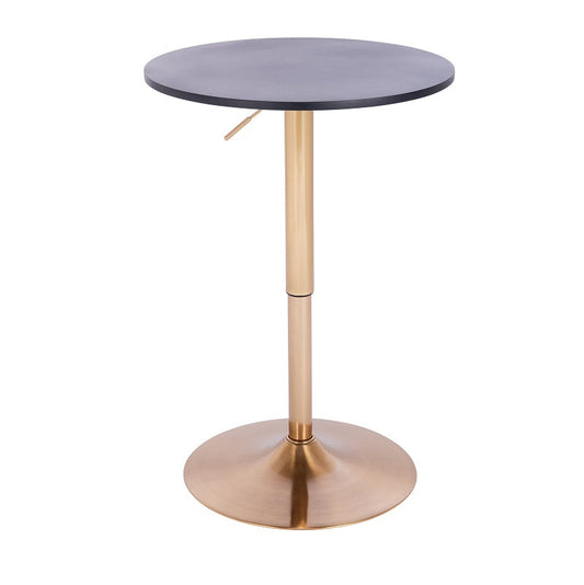 שולחן בר עגול שחור 60 ס"מ  רגל עגולה זהב