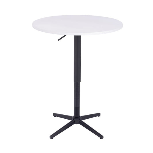 שולחן בר עגול לבן 70 ס"מ רגל כוכב שחור