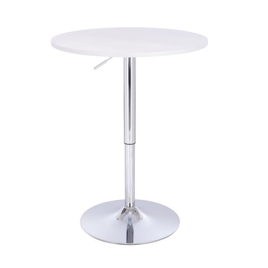 שולחן בר עגול לבן 70 ס"מ  רגל עגולה כרום