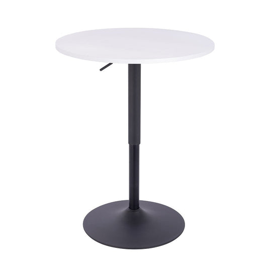 שולחן בר עגול לבן 70 ס"מ  רגל עגולה שחור