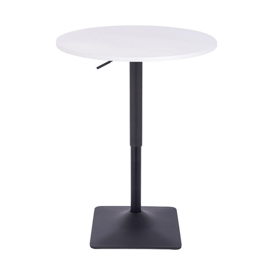 שולחן בר עגול לבן 70 ס"מ  רגל מרובעת שחור