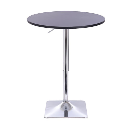 שולחן בר עגול שחור 70 ס"מ  רגל מרובעת כרום