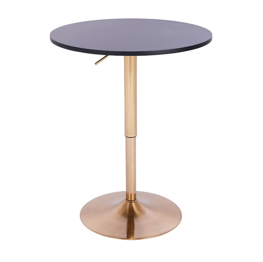 שולחן בר עגול שחור 70 ס"מ  רגל עגולה זהב