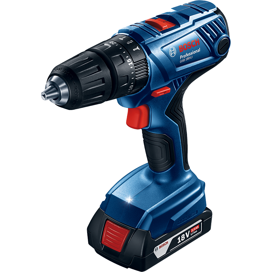 מברגה/מקדחה 18V עם 2 סוללות 1.5AH במזוודה GSB 180 LI בוש-BOSCH - מחיר בלעדי לאתר