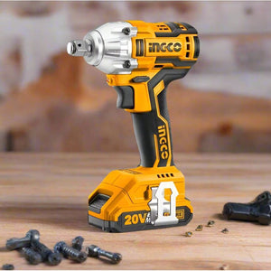 מברגת אימפקט/ מפתח רטיטה20V + שתי סוללות 2Ah ומטען בתיק בד INGCO