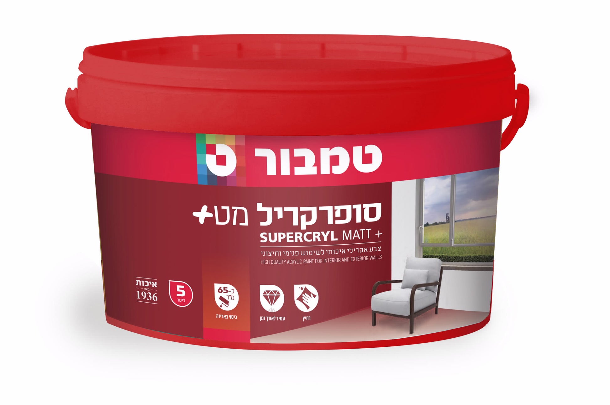 צבע סופרקריל 5 ל' בסיס T טמבור