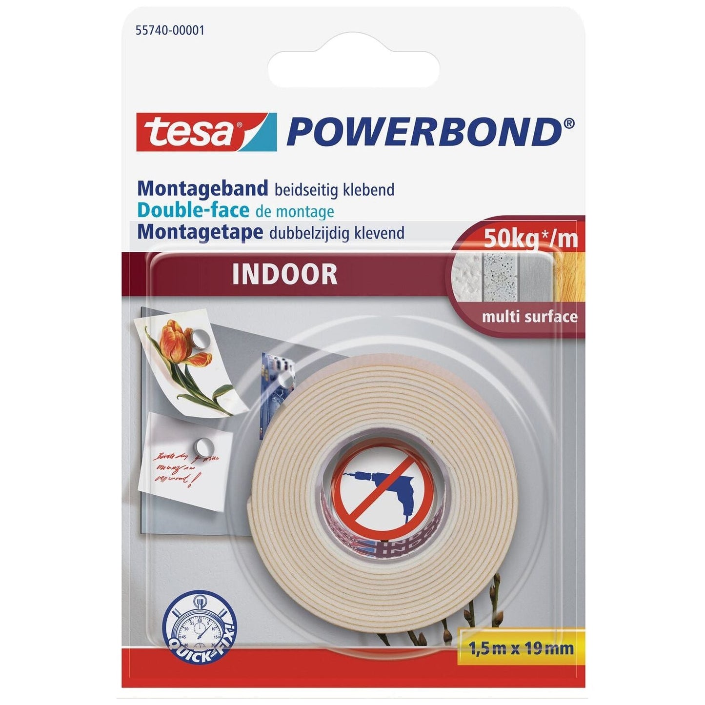 דבק דו צדדי לשימוש פנים 5 מ על 19 ממ