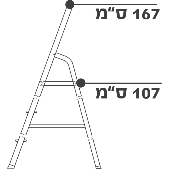 סולם מדידה גבהים 167 ס"מ ו107 ס"מ.
