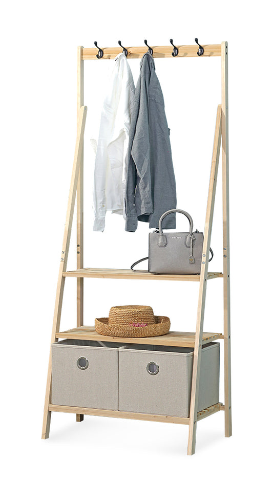 מתלה בגדים עם מדפים