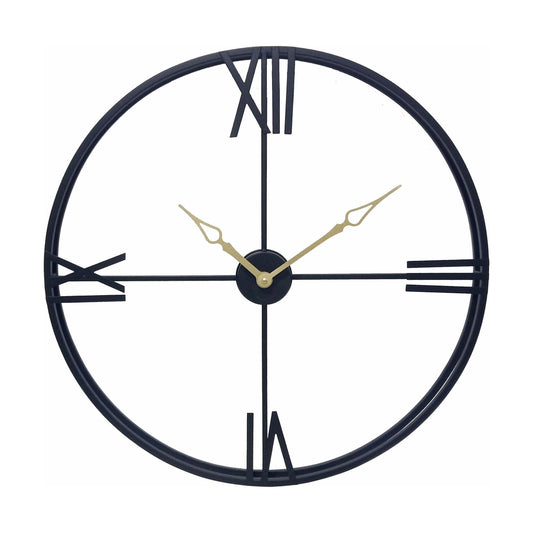 שעון קיר מעוצב ספרות רומיות שחור 65 סמ