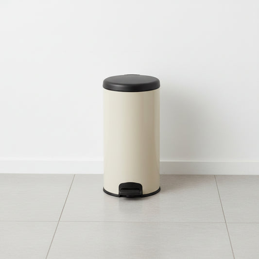 פח אשפה פדל 30 עגול - קרם