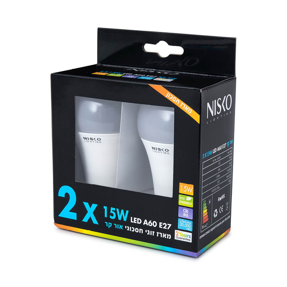 זוג נורות LED 15W אור לבן
