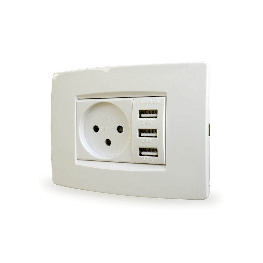 מארז טריפל USB + שקע 3