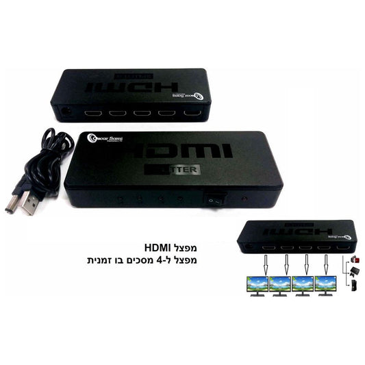 מפצל HDMI ל4 מסכים