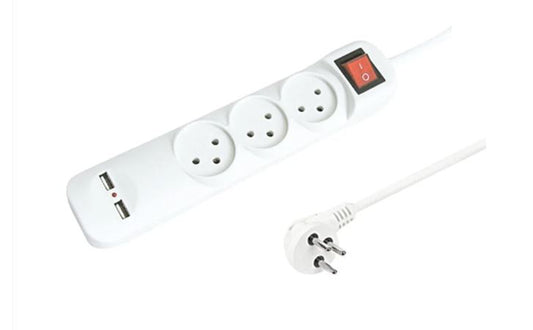 רב שקע 3 +2 שקעי USB 2.1A 