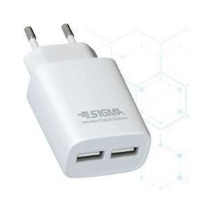 שנאי USB 5V/2A-לבן- 2X שתי כניסות- של SIGMA