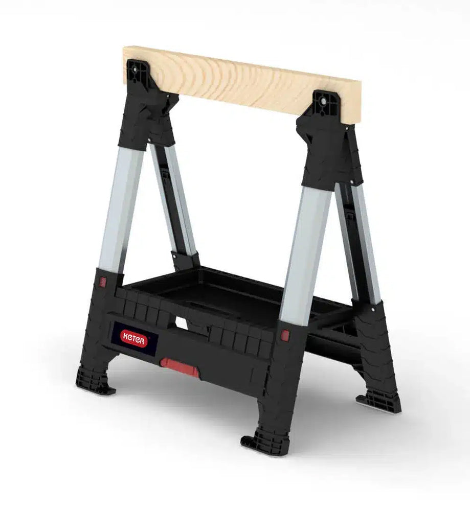 חמור עבודה מתקפל ומתכוונן משולב עץ-שחור