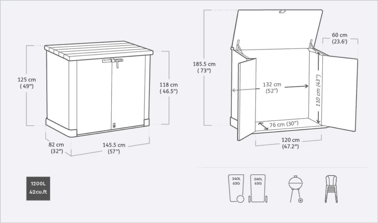 מחסן גינה מידי 13274 כתר, 845 ליטר