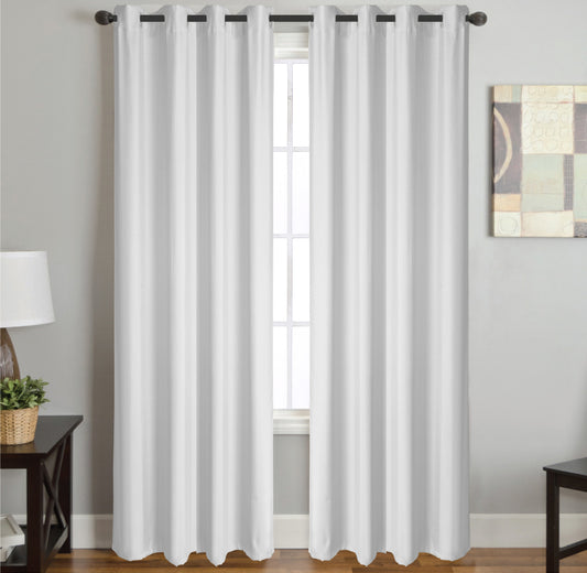 וילון לסלון רינג דמוי משי 250*140 לבן בודד