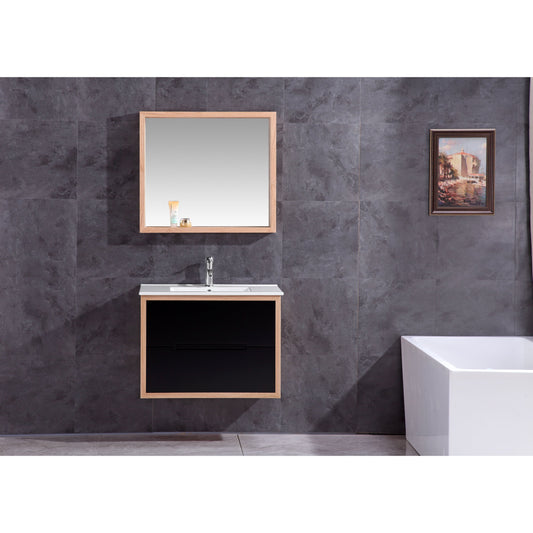 ארון אמבטיה תלוי דגם איביזה 81 ס"מ שחור ועץ