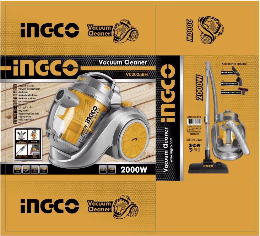 שואב אבק ציקלון CYCLONE 2000W דגם  VC20258H של INGCO