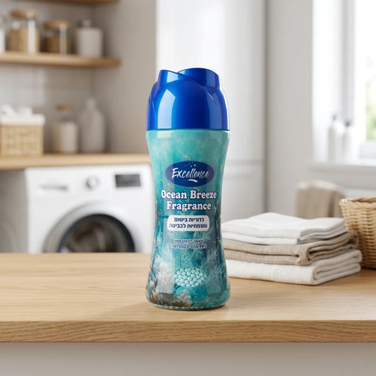 כדוריות בישום עוצמתיות XL לכביסה 280 גרם OCEAN, Bright Clean, minimal props.