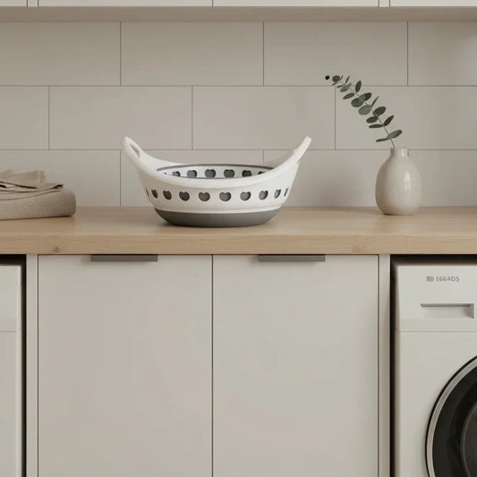 סל כביסה מתקפל, 22 ליטר, Scandi Neutrals, Modern, Bathroom Clinical, Laundry room, minimal props.
