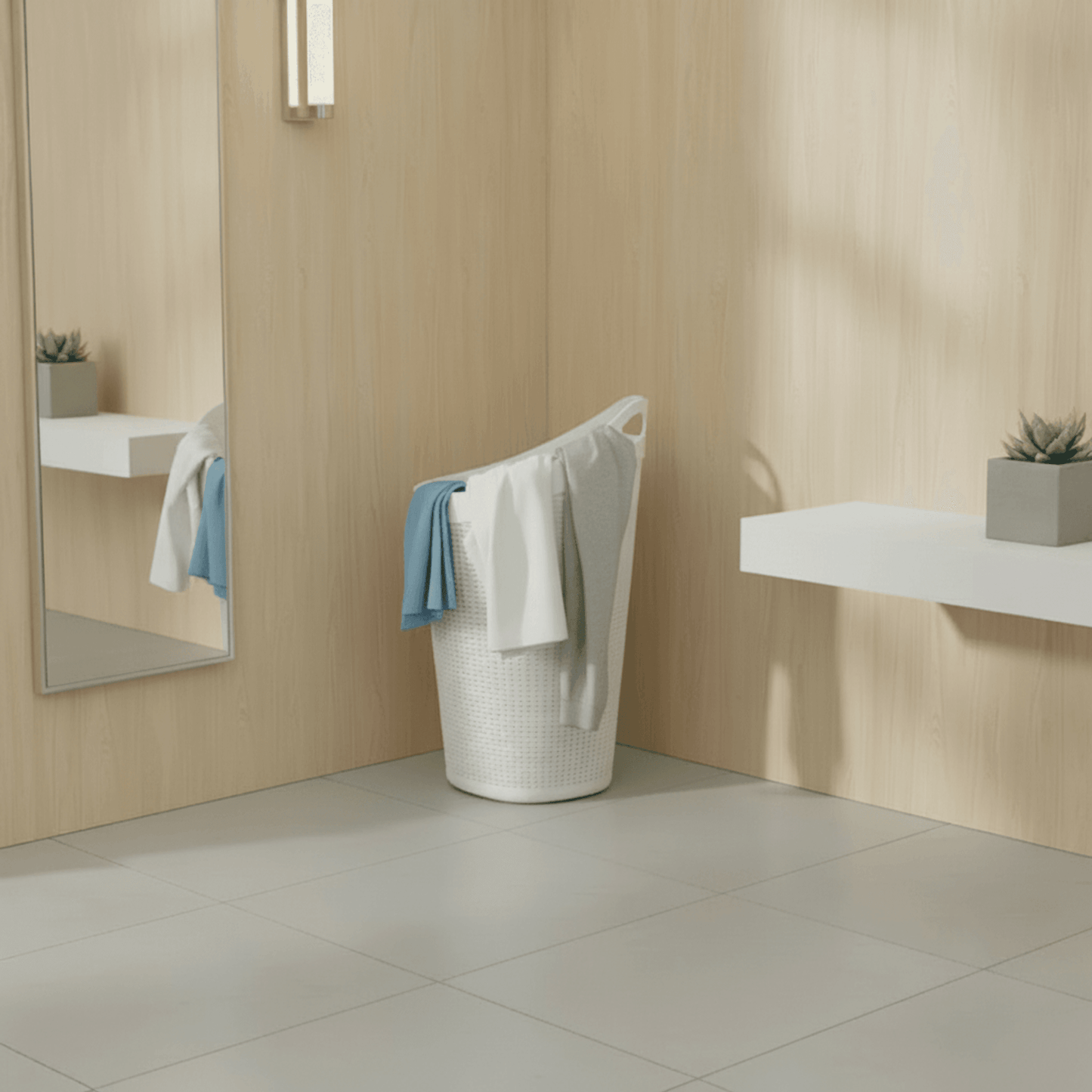 סל נע ללא מכסה צבע לבן, Modern, Morning Haze, bathroom.