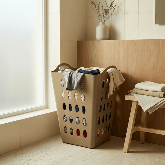 סל כביסה מרובע גמיש 80 ליטר, bathroom, Japandi, Morning Haze.