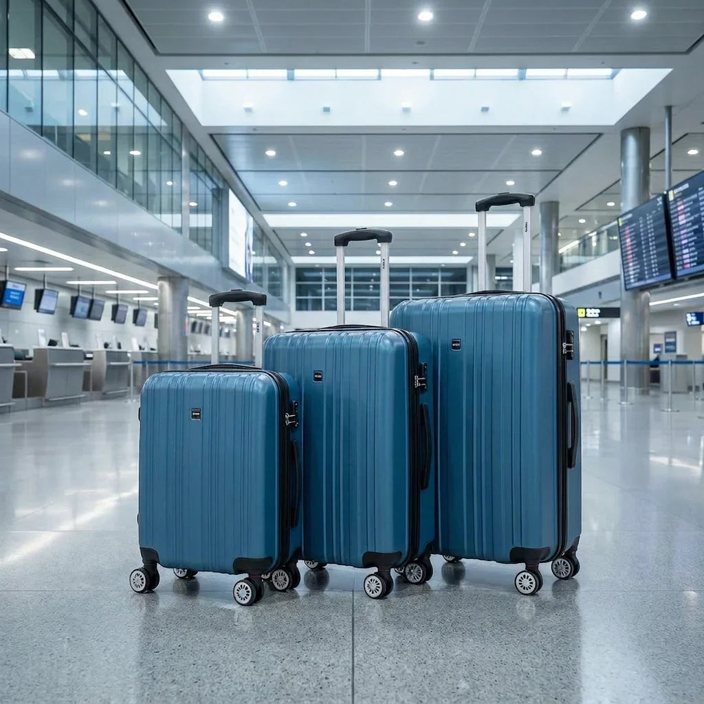 סט מזוודות קשיחות MIAMI צבע כחול, airport, airport style, Bright Clean.