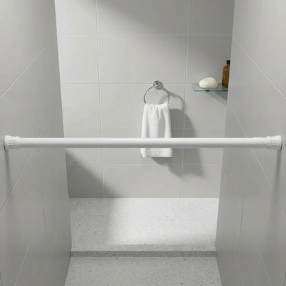 מוט וילון 70-120 סמ אלומניום לבן  עם קפיץ פנימי, Bathroom , Clear Sunny Day.