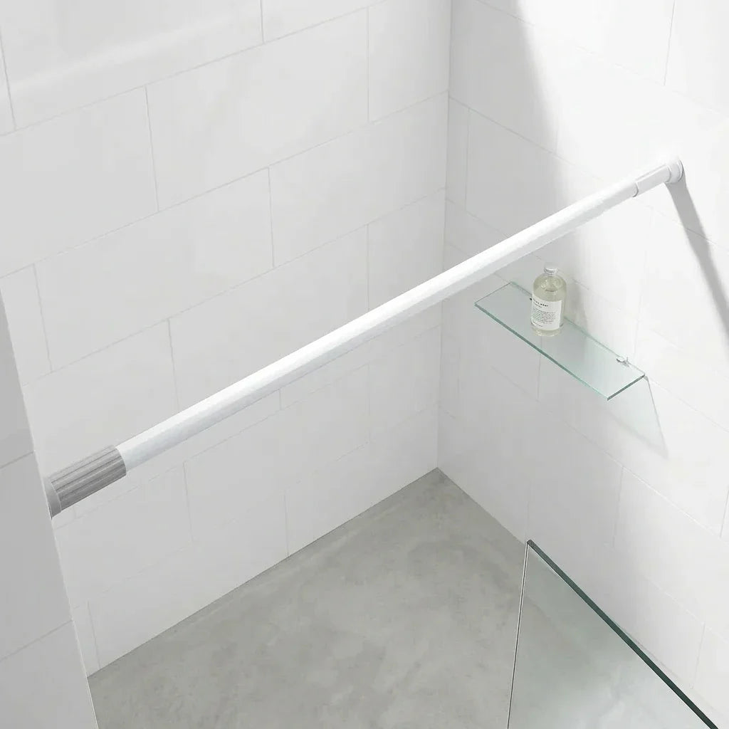 מוט וילון 70-120 סמ אלומניום לבן, Bathroom , Clear Sunny Day.