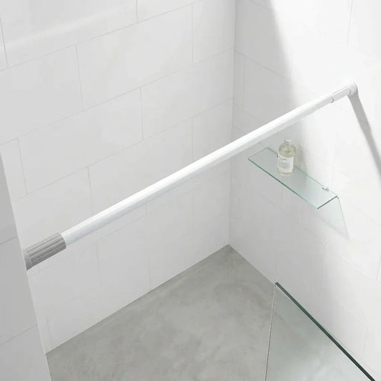 מוט וילון 70-120 סמ אלומניום לבן, Bathroom , Clear Sunny Day.