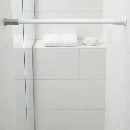מוט וילון 140-260 סמ אלומניום לבן, Bathroom , Clear Sunny Day.