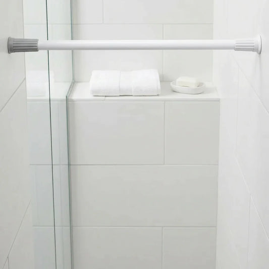 מוט וילון 140-260 סמ אלומניום לבן, Bathroom , Clear Sunny Day.