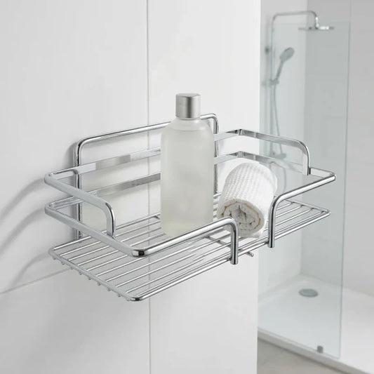 מדף רשת מלבני בודד ליברפול כרום, Bathroom , Clear Sunny Day.