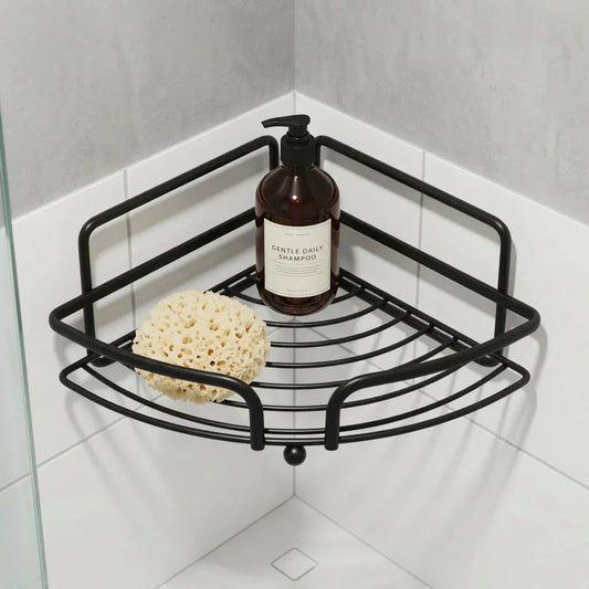 מדף רשת פינתי בודד ליברפול שחור, Bathroom , Clear Sunny Day.