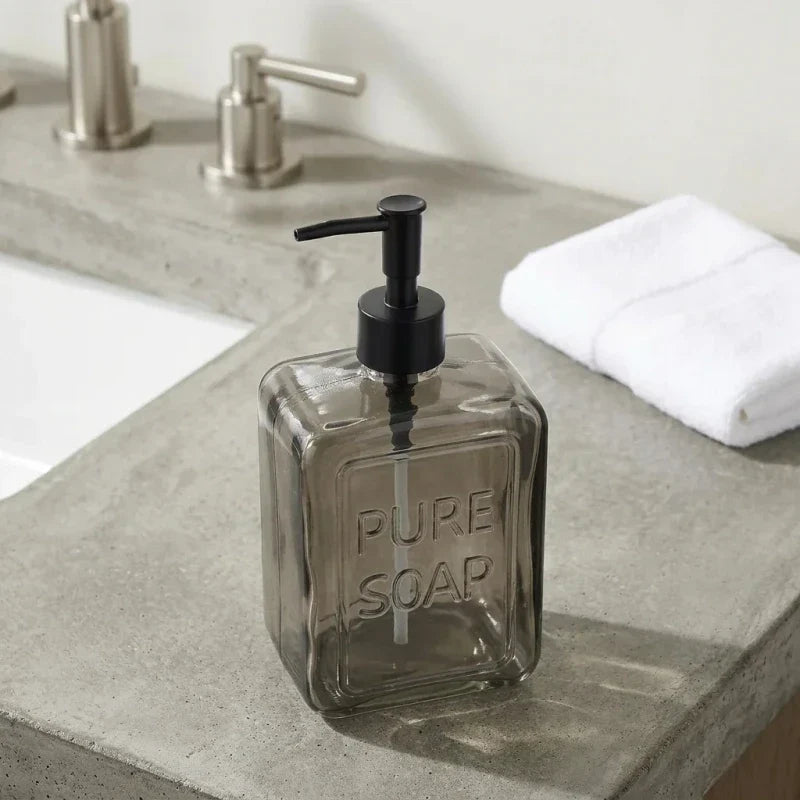 דיספנסר לסבון זכוכית אפור, Bathroom , Clear Sunny Day.