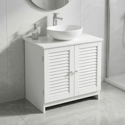 ארון אמבטיה מתחת לכיור 2 דלתות, Bathroom , Clear Sunny Day.