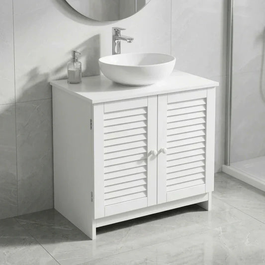 ארון אמבטיה מתחת לכיור 2 דלתות, Bathroom , Clear Sunny Day.