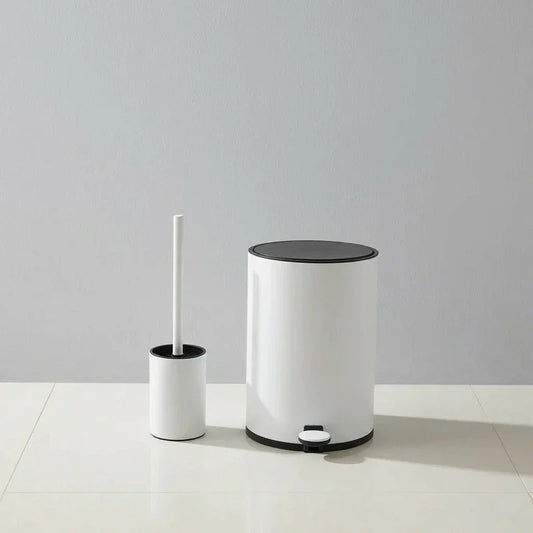 סט פח ומברשת אסלה ALIN לבן מט, Bathroom , Clear Sunny Day.