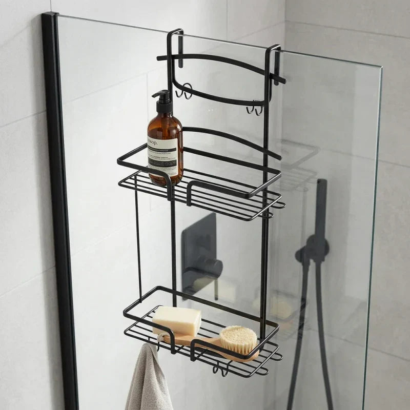 מתקן מידוף למקלחון ליברפול שחור, Bathroom , Clear Sunny Day.