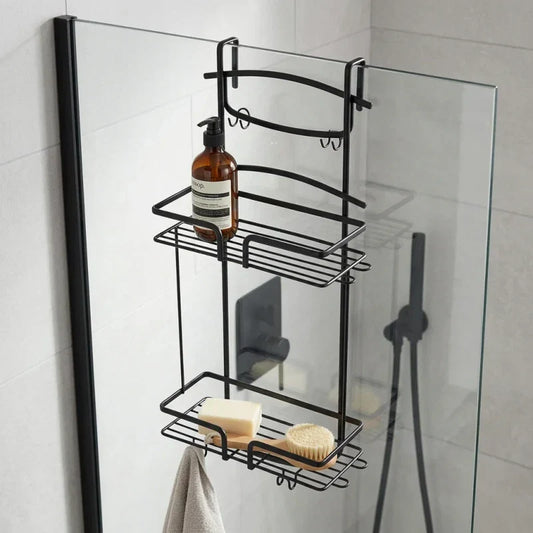 מתקן מידוף למקלחון ליברפול שחור, Bathroom , Clear Sunny Day.