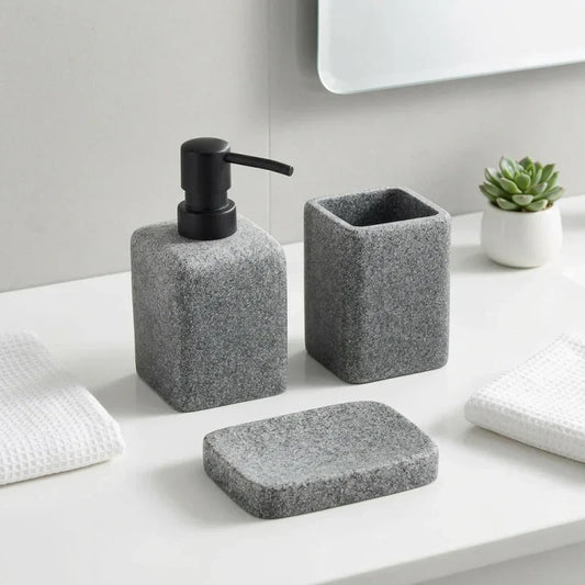 סט לאמבטיה סטוני 3 חלקים, Bathroom , Clear Sunny Day.