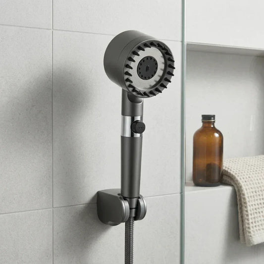 מזלף (דוש) עם לחצן עצירה, Bathroom , Clear Sunny Day.