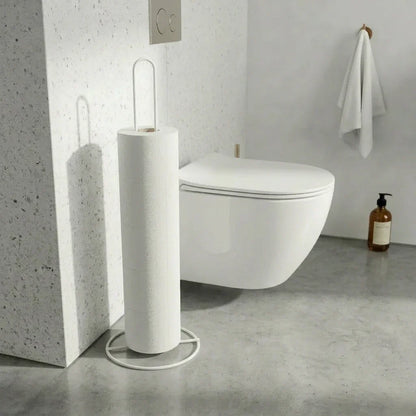 מתקן לנייר טואלט  לבן מתכת, Bathroom , Clear Sunny Day.