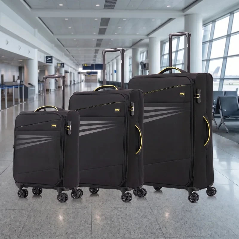סט 3 מזוודות 19", 24", 28" בצבע שחור.